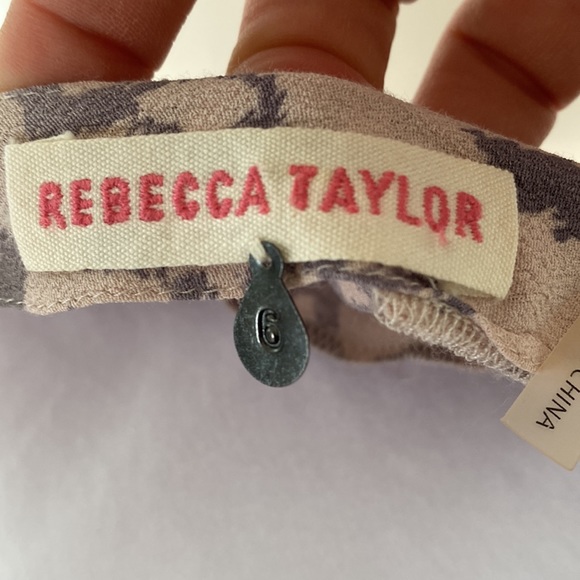 Rebecca Taylor One Shoulder Top Mauve Gray Leopard Print Crepe Blouse - Picture 5 of 12